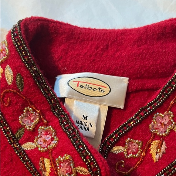 Talbots Embroidered Red Women's Jacket. Size medium - Picture 2 of 4